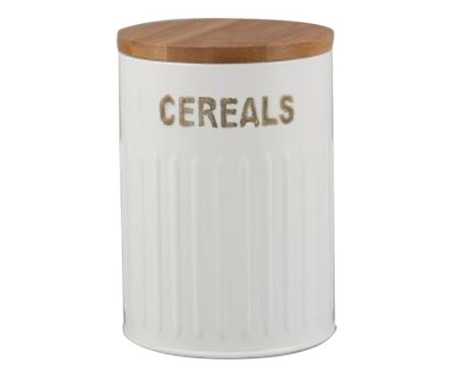 Pote de Cereals - Branco, Branco e Madeira | WestwingNow