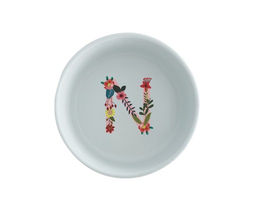 Comedouro Pet em Porcelana Monograma Floral - Letra 