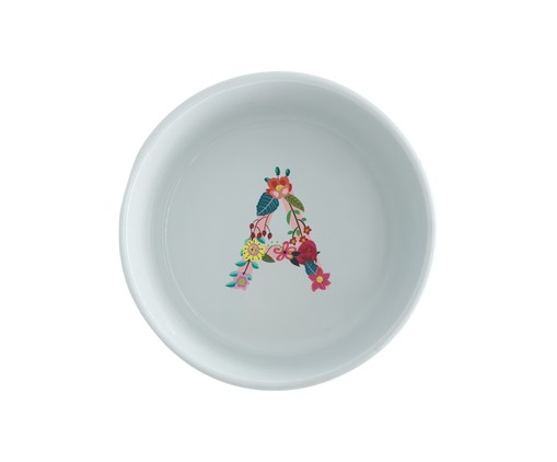 Comedouro Pet em Porcelana Monograma Floral - Letra 