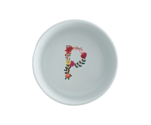 Comedouro Pet em Porcelana Monograma Floral - Letra 