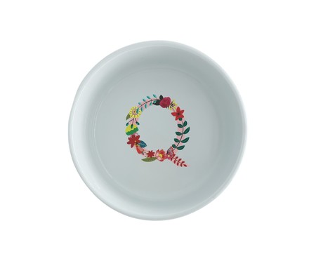 Comedouro Pet em Porcelana Monograma Floral - Letra 