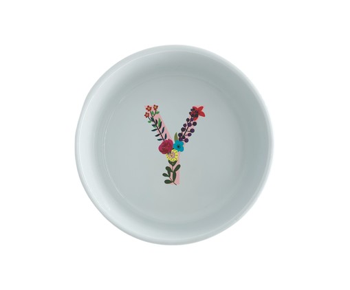 Comedouro Pet em Porcelana Monograma Floral - Letra 