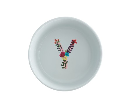 Comedouro Pet em Porcelana Monograma Floral - Letra 