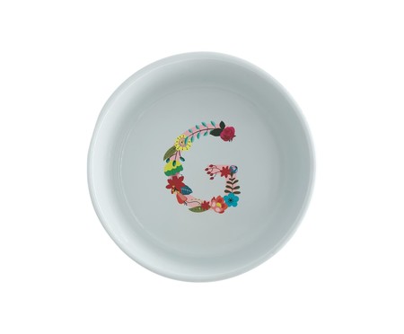 Comedouro Pet em Porcelana Monograma Floral - Letra 