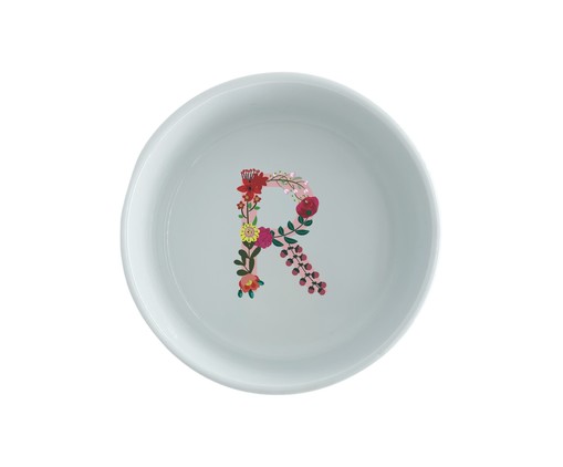 Comedouro Pet em Porcelana Monograma Floral - Letra 