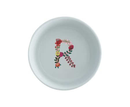 Comedouro Pet em Porcelana Monograma Floral - Letra 