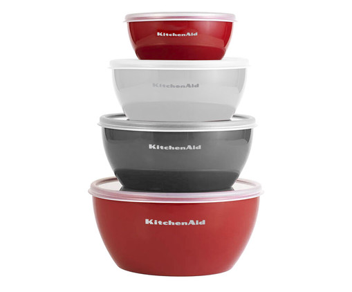 Jogo de Bowls para Preparo Agnes - Vermelho, Vermelho,Cinza,Branco | WestwingNow