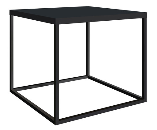 Mesa Quadrada Cube Lateral - Preto, Preto | WestwingNow