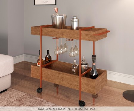Carrinho de Bar com Porta Taças - Vermont e Cobre | WestwingNow