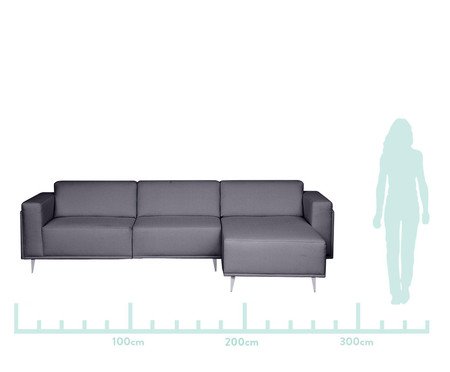 Sofá Modular com Chaise Direita Antonio Cinza Cimento | WestwingNow