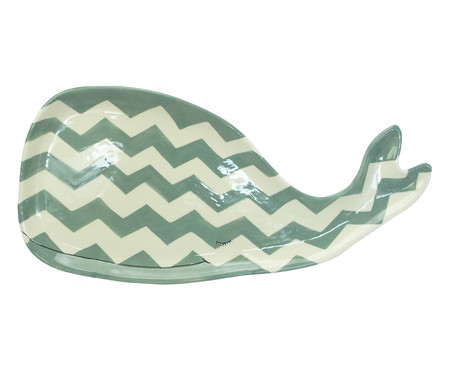 Petisqueira em Cerâmica Whale - Verde e Branco
