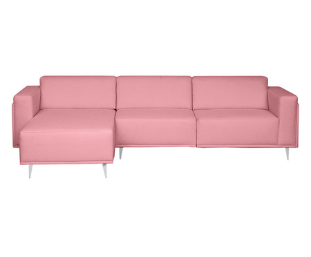 Sofá Modular com Chaise Direita Antonio Rosa Flamingo