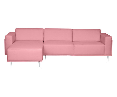 Sofá Modular com Chaise Direita Antonio Rosa Flamingo