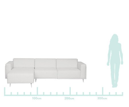 Sofá Modular com Chaise Esquerda em Linho Antonio Cotton Cru | WestwingNow