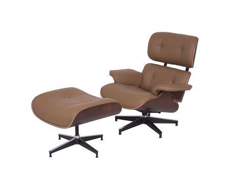 Poltrona Eames com Pufe - Caramelo