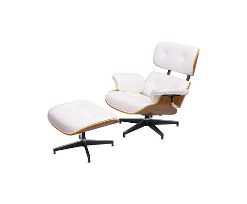 Poltrona Eames com Pufe - Branco, Branco | WestwingNow