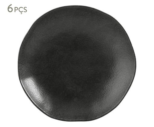 Jogo de Pratos Fundo Orgânico Carbon Abstrato, Preto | WestwingNow