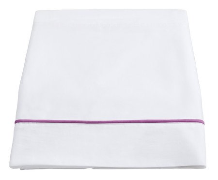 Lençol Superior com Vivo Basics Branco e Violeta - 200 Fios | WestwingNow