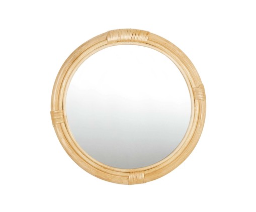 Espelho de Parede em Fibra Natural Davi - 40cm, Bege | WestwingNow