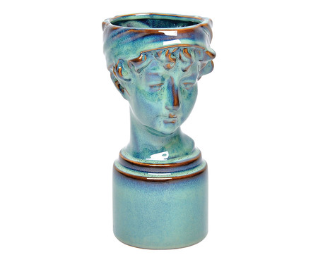 Vaso em Cerâmica Face Alyssa - Azul