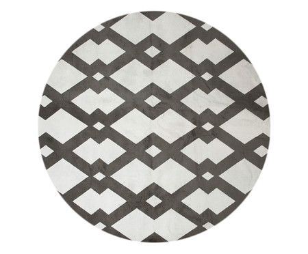 Tapete Redondo Belga Geometric Vory - Preto e Branco