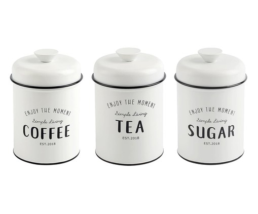 Jogo de Porta-Condimentos Coffee, Tea & Sugar, Branco | WestwingNow