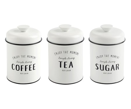 Jogo de Porta-Condimentos Coffee, Tea & Sugar