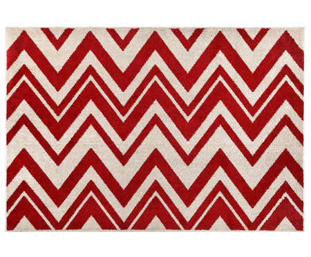 Tapete Classic Chevron - Bege e Vermelho