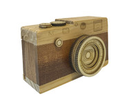 Caixa de Música Câmera Fotográfica em Madeira Talhada Paln | WestwingNow