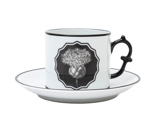 Xícara para Chá em Porcelana Herbariae - 01 Pessoa, Branco e Preto | WestwingNow