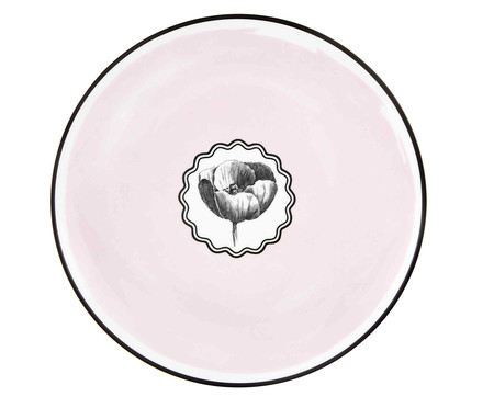 Prato para Sobremesa em Porcelana Herbariae - Preto e Rosa
