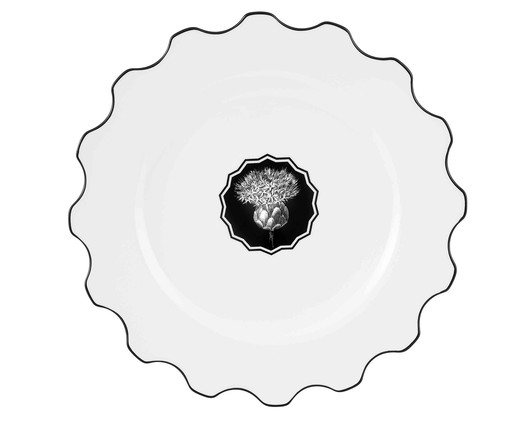 Prato Raso em Porcelana Herbariae - Branco e Preto, Branco e Preto | WestwingNow