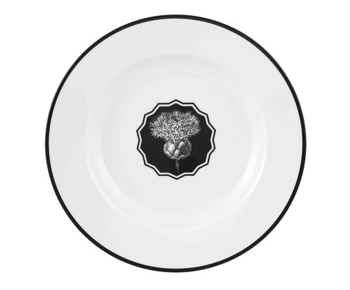 Prato para Sopa em Porcelana Herbariae - Branco e Preto, Branco e Preto | WestwingNow