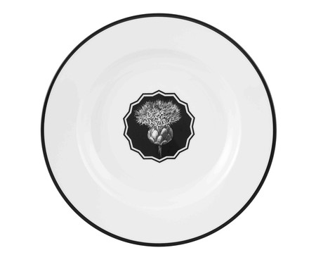 Prato para Sopa em Porcelana Herbariae - Branco e Preto | WestwingNow