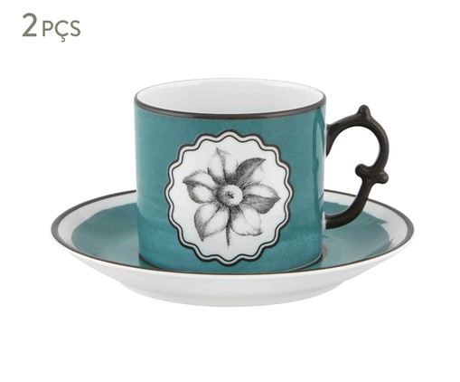 Xícara para Chá em Porcelana Herbariae - 01 Pessoa, Azul e Preto | WestwingNow
