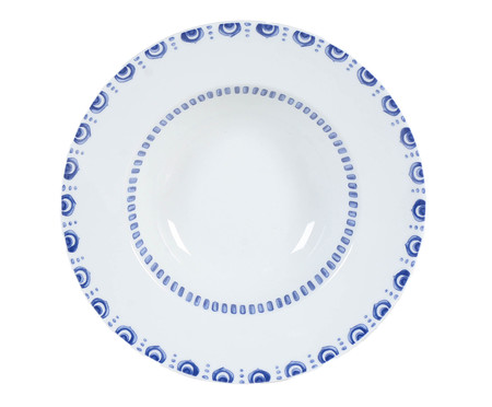 Prato para Massas em Porcelana Azure - Branco e Azul