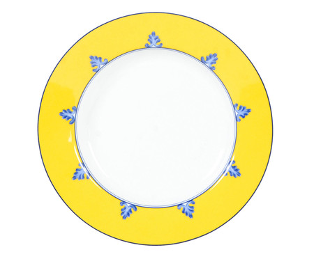 Prato para Massas em Porcelana Castelo Branco - Azul e Amarelo