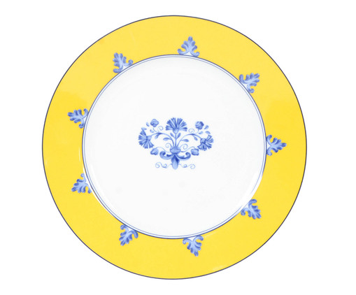 Prato para Sobremesa em Porcelana Castelo Branco - Azul e Amarelo, Azul e Amarelo | WestwingNow