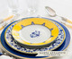 Prato Raso em Porcelana Castelo Branco - Azul e Amarelo, Azul e Amarelo | WestwingNow