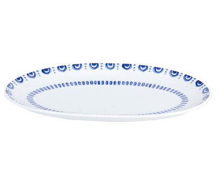 Travessa Oval em Porcelana Azure - Branco e Azul