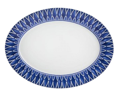 Travessa Oval em Porcelana Azure - Branco e Azul