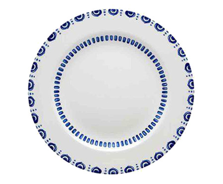 Prato Raso em Porcelana Azure - Branco e Azul