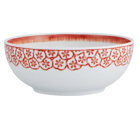 Bowl em Porcelana Coralina - Branco e Vermelho