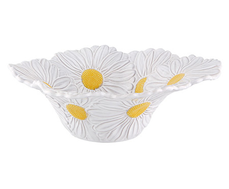 Saladeira em Cerâmica Margarida- Branco e Amarelo