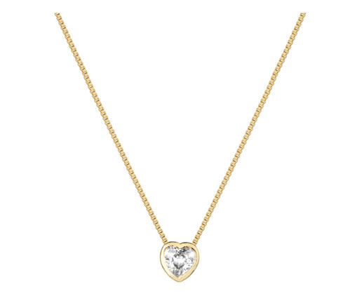 Colar Pingente Coração Cristal Banho Ouro 18k, Dourado | WestwingNow