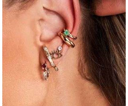 Brinco Ear Hook Zircônias Banho de Ouro 18k | WestwingNow