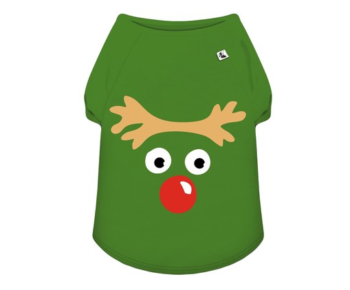 Camiseta de Natal para Cachorro Rudolph - Verde, Verde | WestwingNow