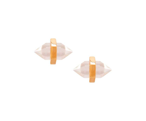 Brinco Mini Cristal Talismã Banho Ouro 18k, Branco | WestwingNow