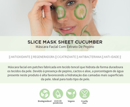 Máscara Facial Slice de Pepino, Cactos e Aloe Vera - 20ml | WestwingNow
