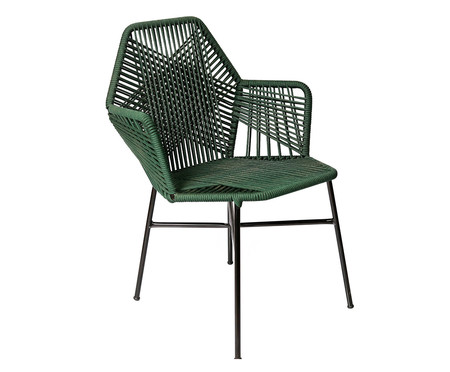 Cadeira Tropicália em Corda Náutica - Preto e Verde Musgo